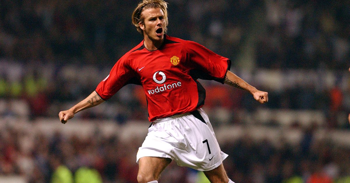 Young Beckham in Manchester United kit