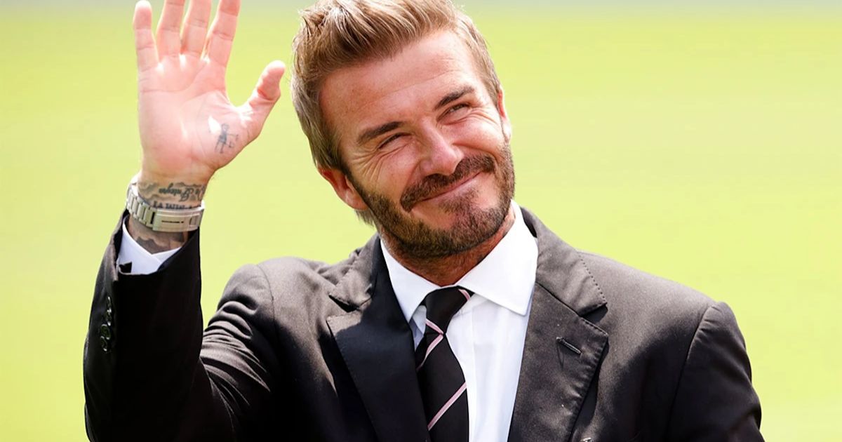 Collage of Beckham’s career moments in football and business	